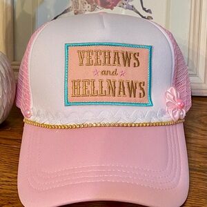 Yeehaws and Hellnaws Pink Trucker Hat